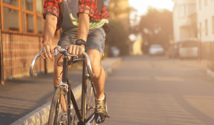 A person riding on a bicycle